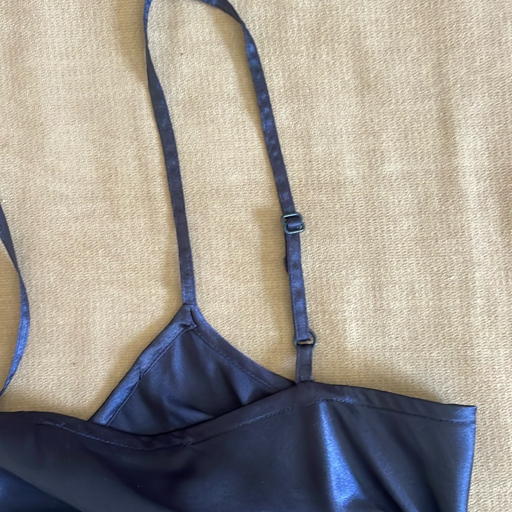 Pink Soda Boutique Navy Silky Satin Navy Slip Dress - Sz Small — image 6 of 8